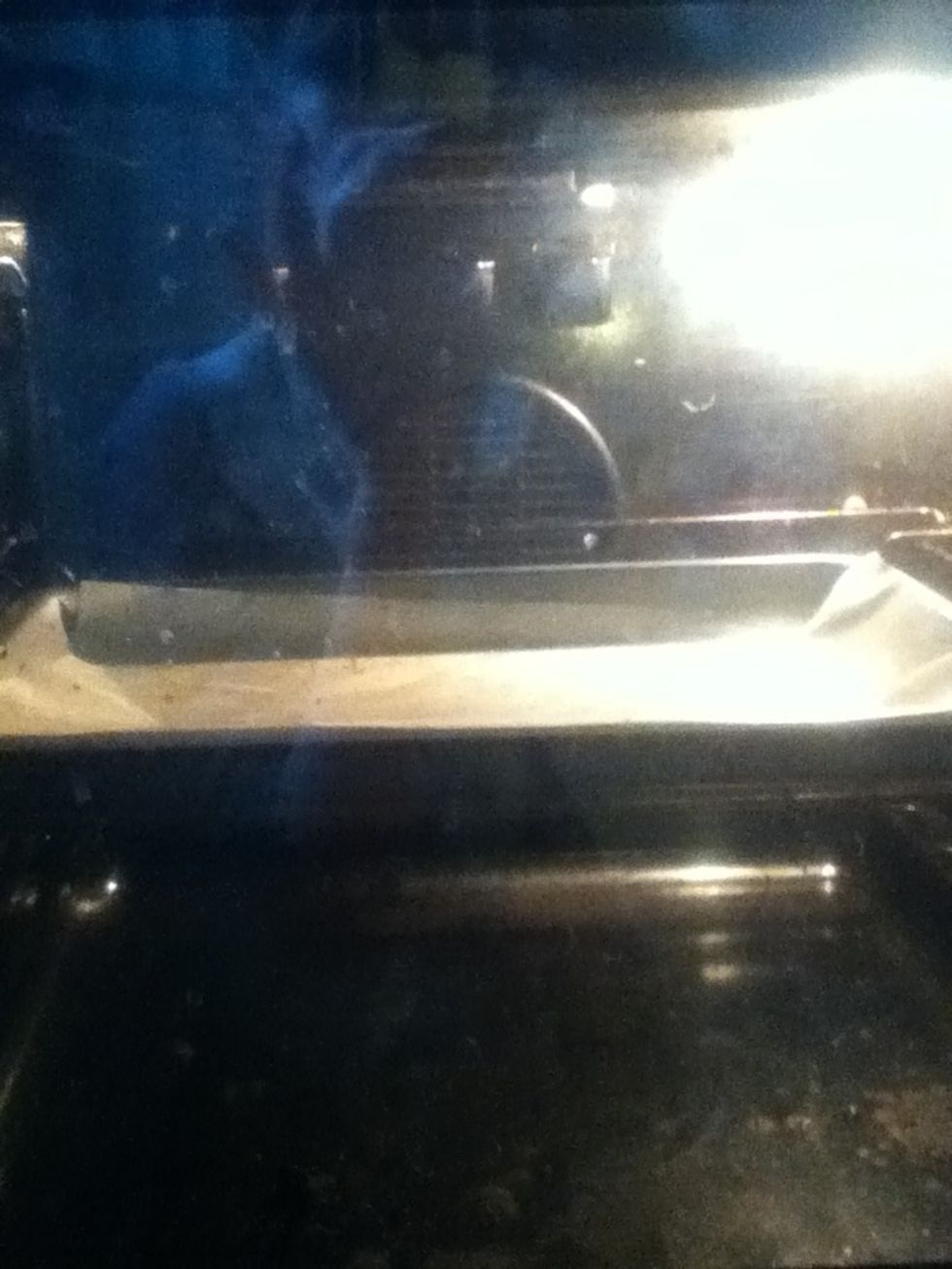 Put on a baking tray in the oven, and bake until dry, about 5 mins