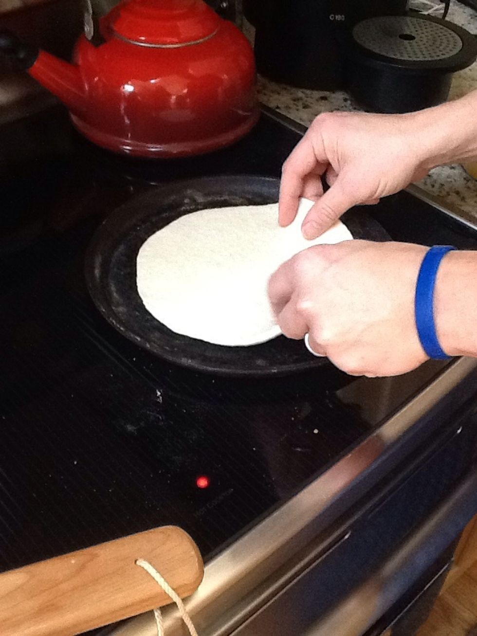 Put on a frying pan for 20 seconds on medium low heat (3 1/2 on mine)