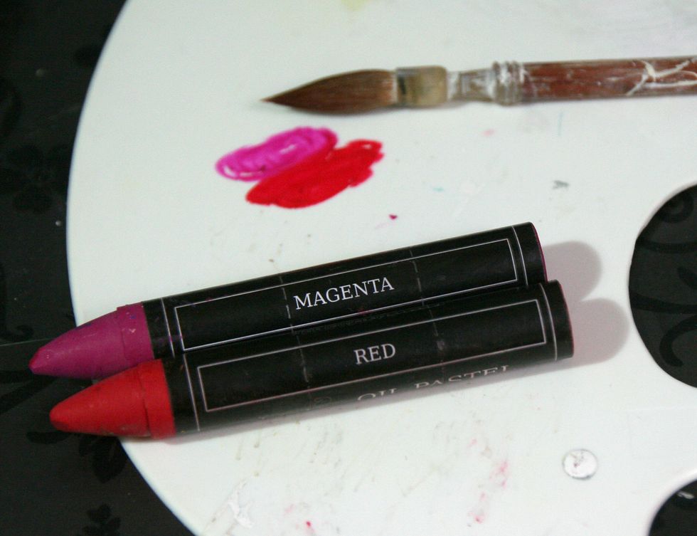 Put on a palette, Oil Pastels Magenta & Red.