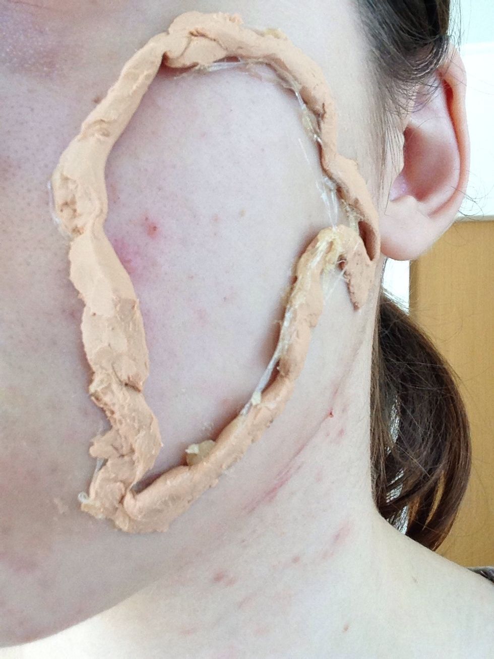 Put on the skin plastic in a shape you want  ps: wax would be a better idea because it's not as visible as skin plastic, I couldn't manage to get some and I am really sorry that you can see the edges