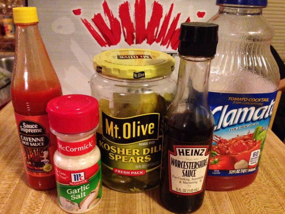 Put on your drinking pants and get your supplies together. Brand doesn't really matter but Clamato is what we prefer...