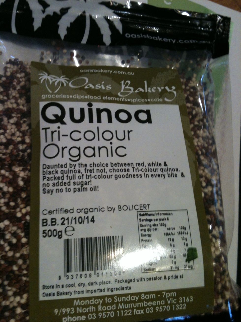 Put one cup of quinoa in plenty of water and one tablespoon of salt.