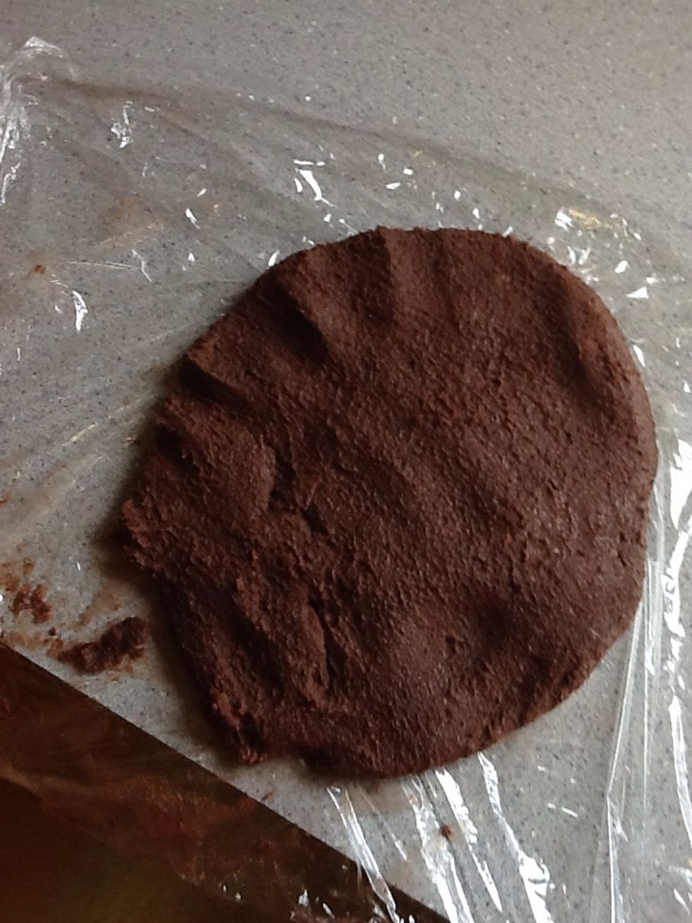 put onto plastic wrap and make it into a disc shape