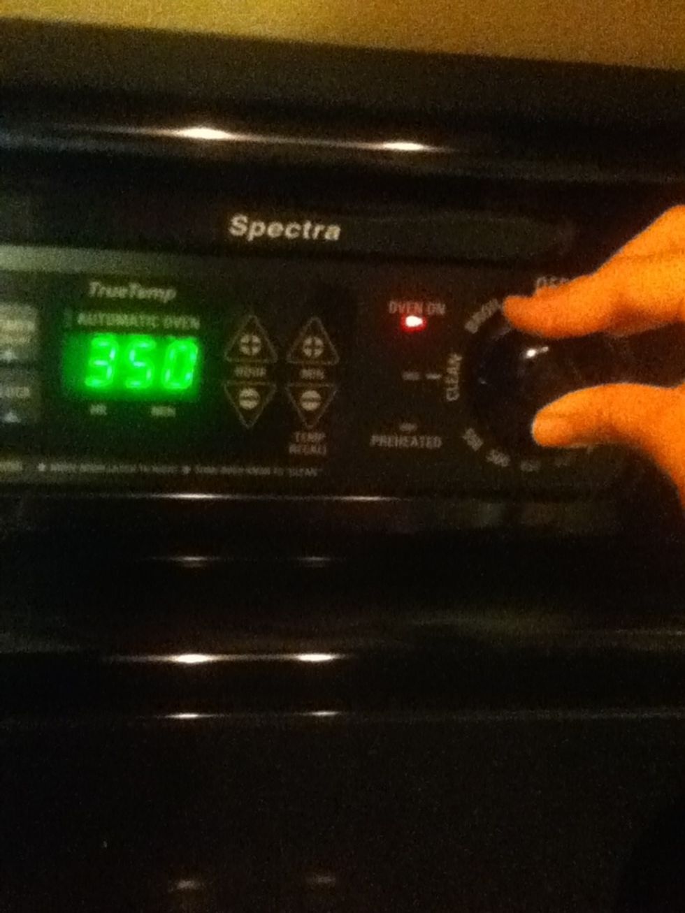 Put oven at 350 degrees Fahrenheit