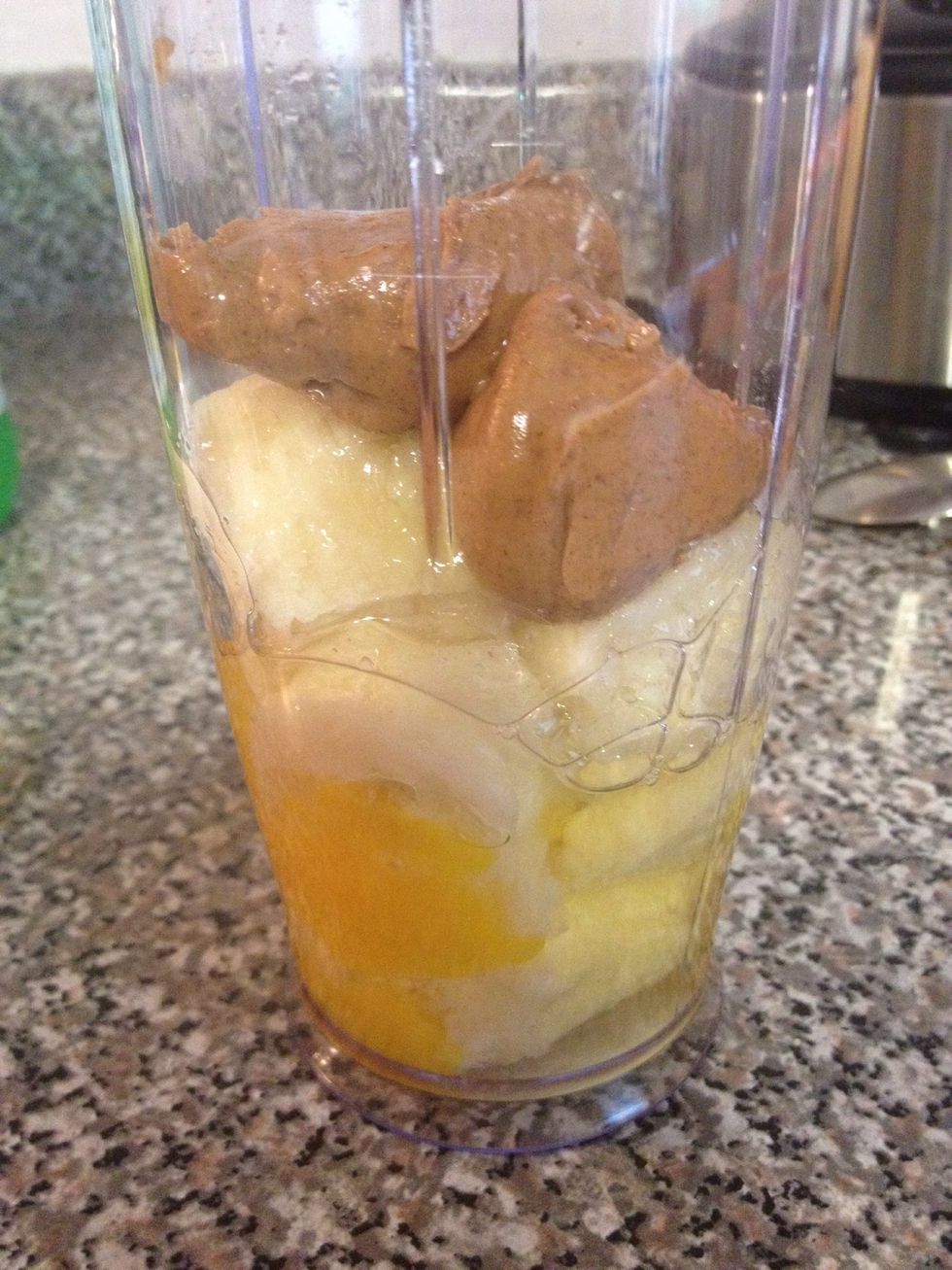 Put pancake ingredients into blender