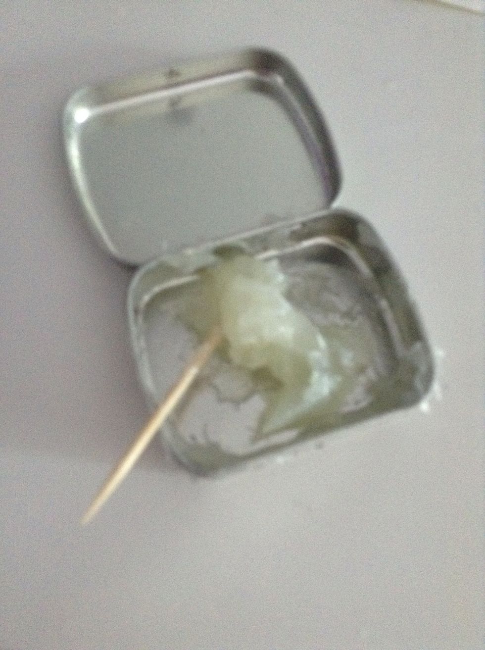 Put petroleum jelly in your container. Start off with a little bit. You can always add more.