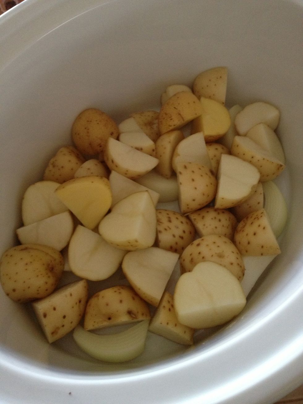 Put potatoes at the bottom of the pot