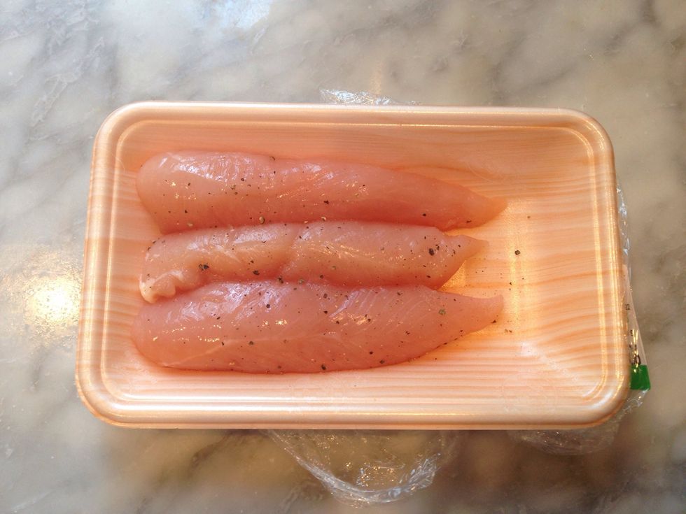 Put seasonings on chicken. I used salt and pepper