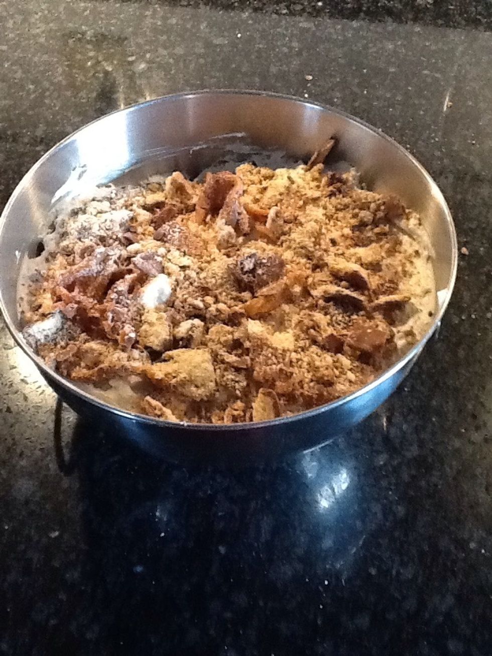 Put smashed twix on top