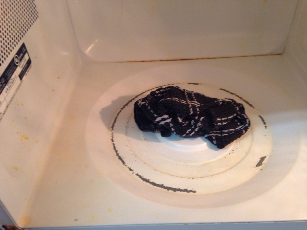 Put soaking wet wash cloth in microwave  (The paint pealing in this microwave from using chemicals then I learned this trick)