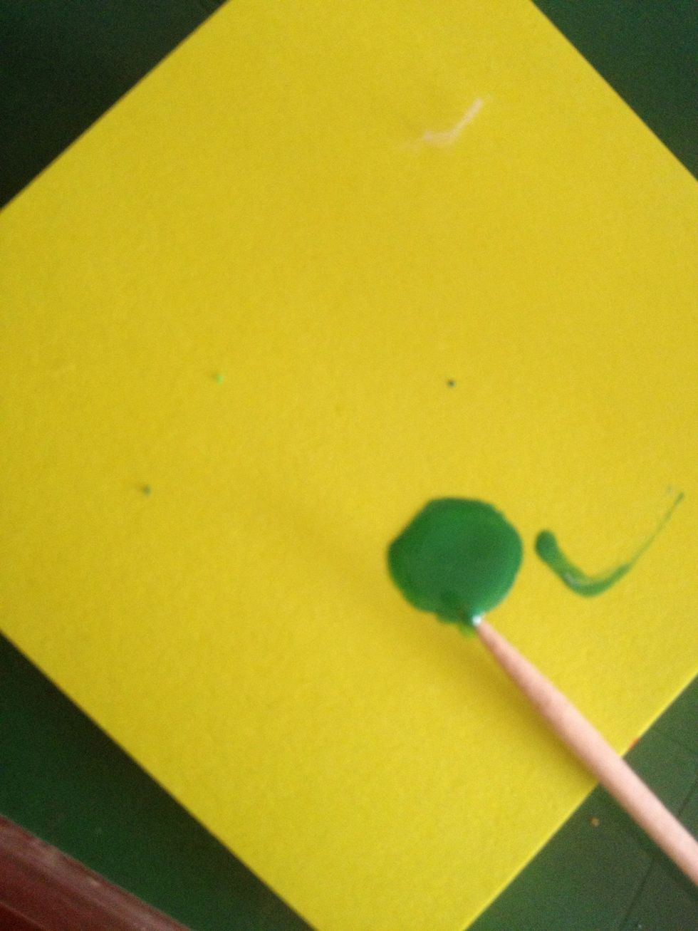 Put some dark Green nail polish on a paper and prepare your toothpick