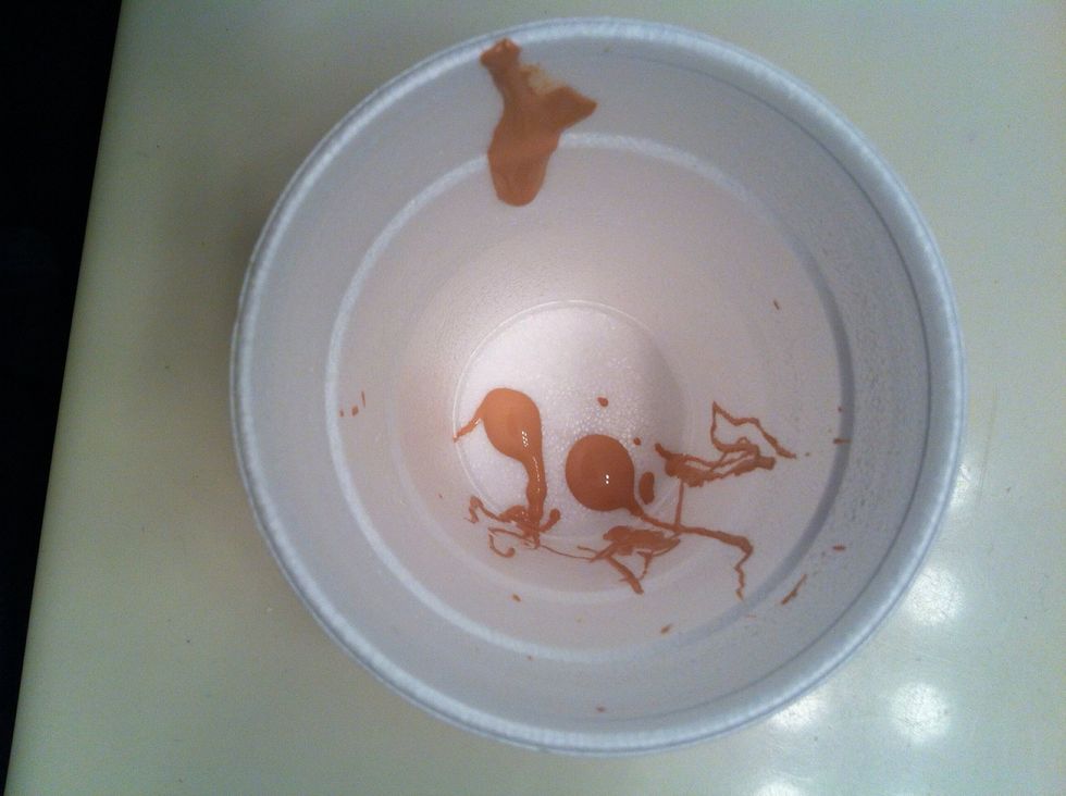 Put some foundation into a cup. I just used a small amount because I wanted to make sure I got the right shade!