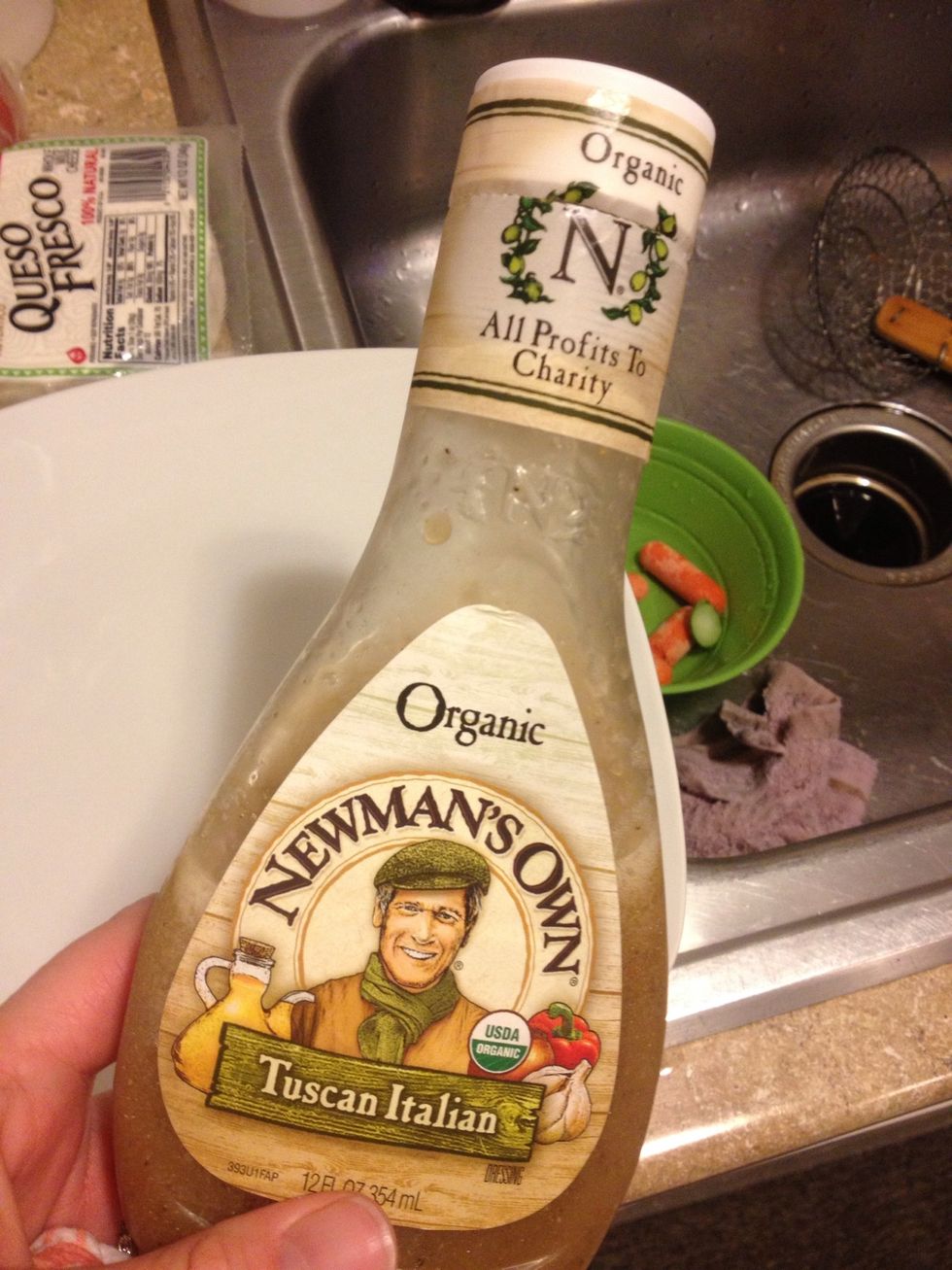 Put some Italian dressing on a plate