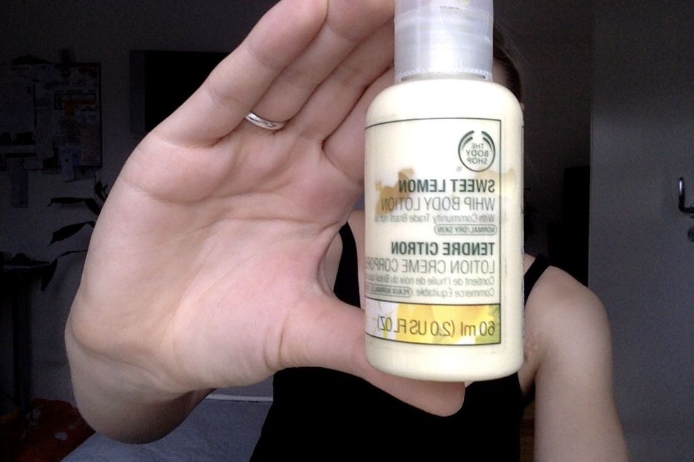 Put some lotion on your face! Mine is from The body shop. Sweet Lemon!