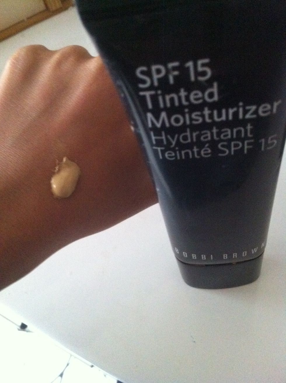 Put some of the tinted moisturizer on the back of your hand