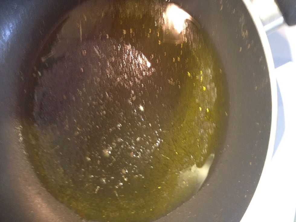 Put some oil and let it fry while you breads with four the chicken