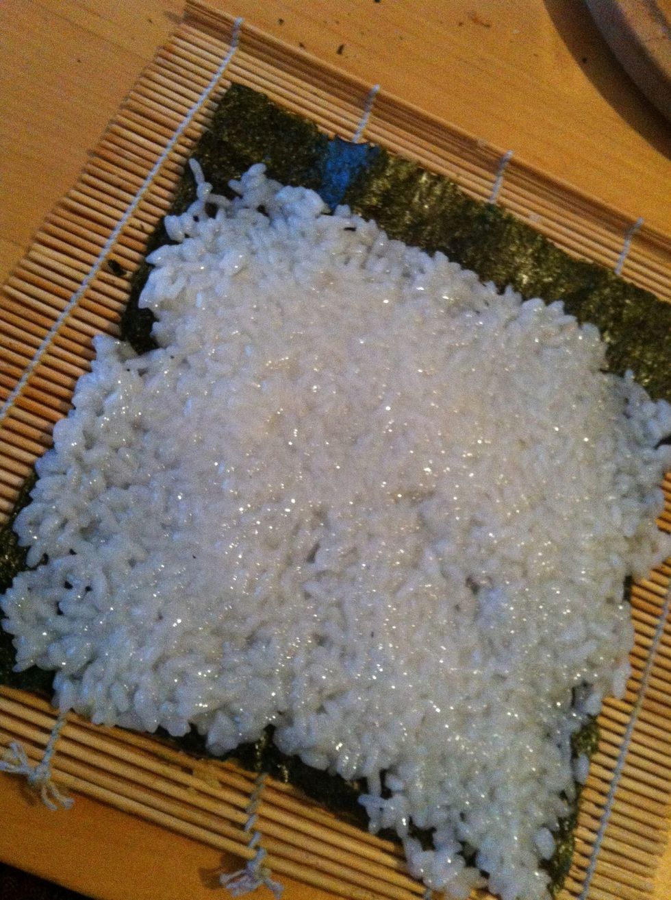 Put some rice on it and distribute it equally