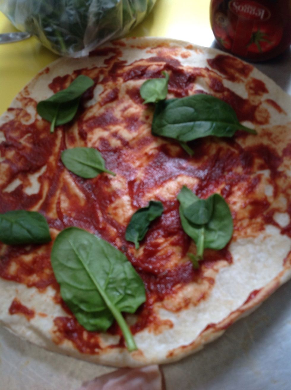 Put spinach on top