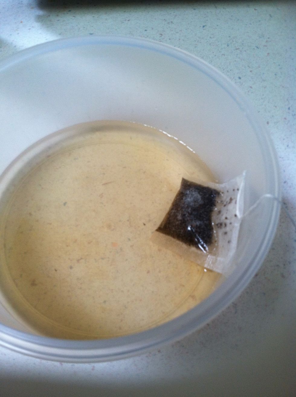 Put teabag in the hot water and let it sit for about 10 to 15 minutes