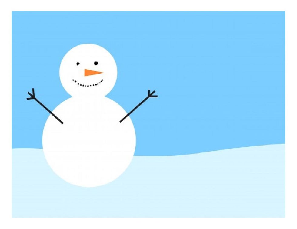 Put the 2 branches on the snowman.