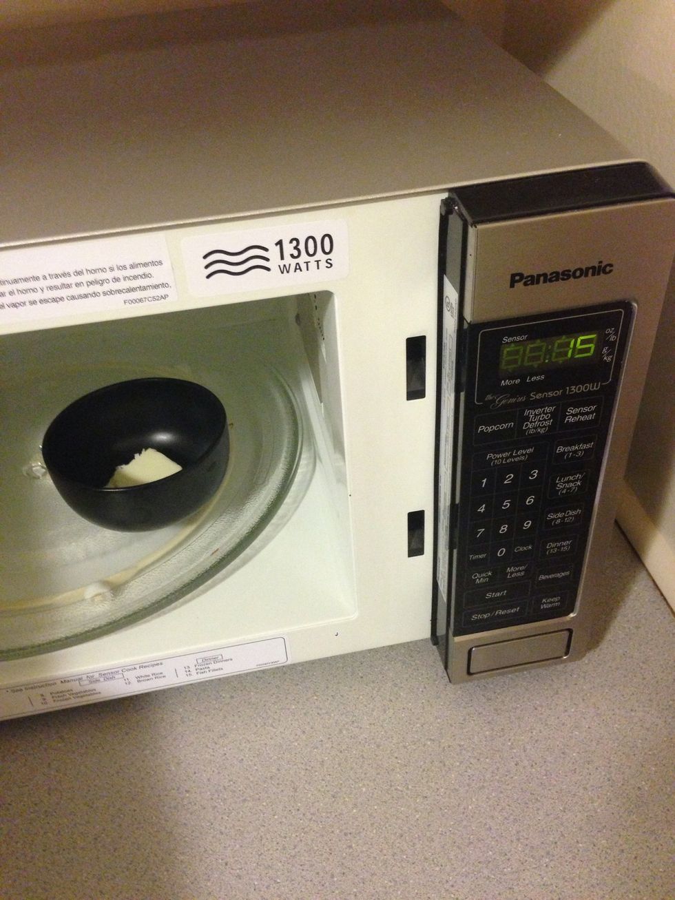 Put the 2tsp of butter in the microwave for 15seconds.