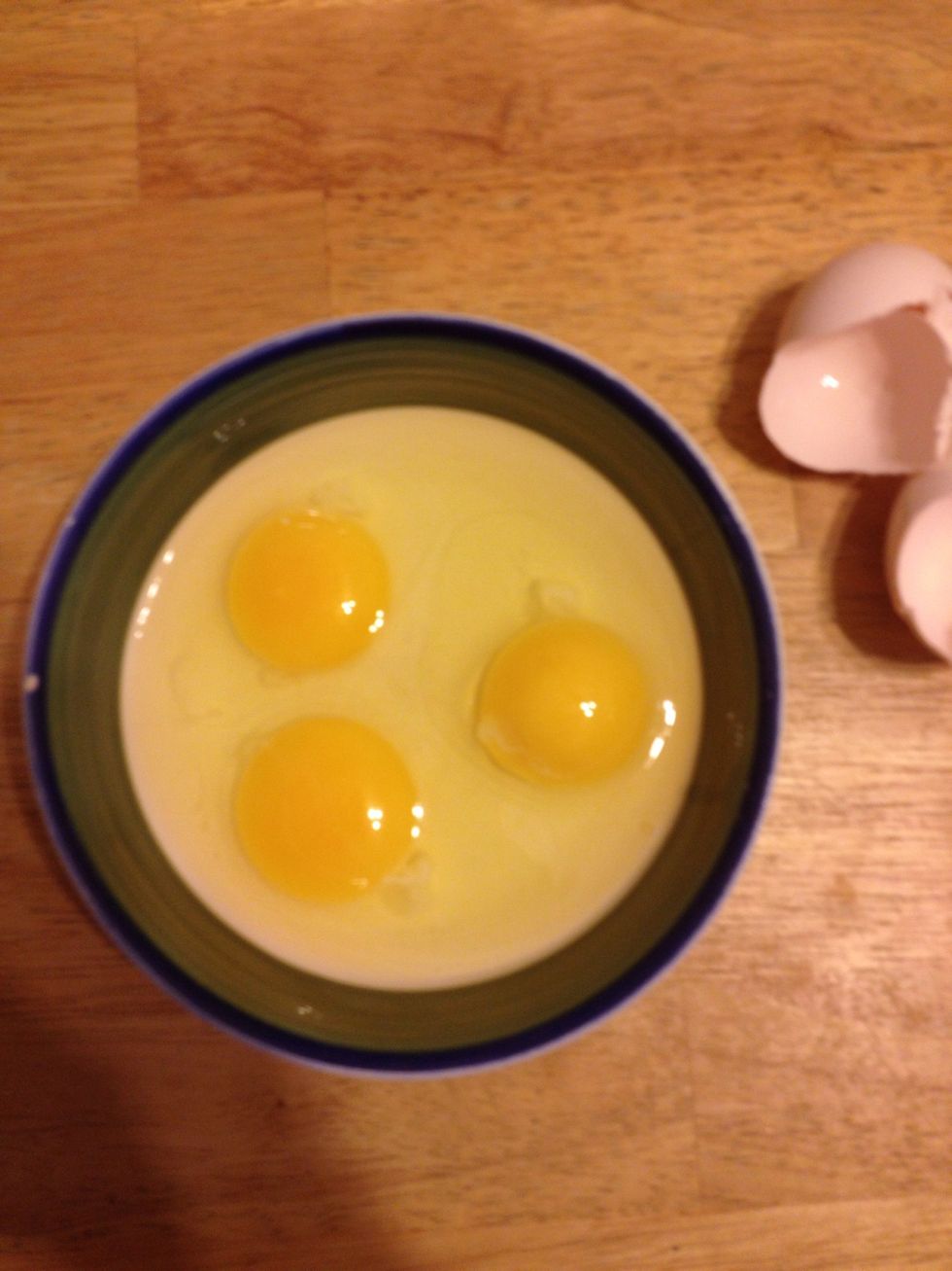 Put the 3 eggs in a separate bowl.
