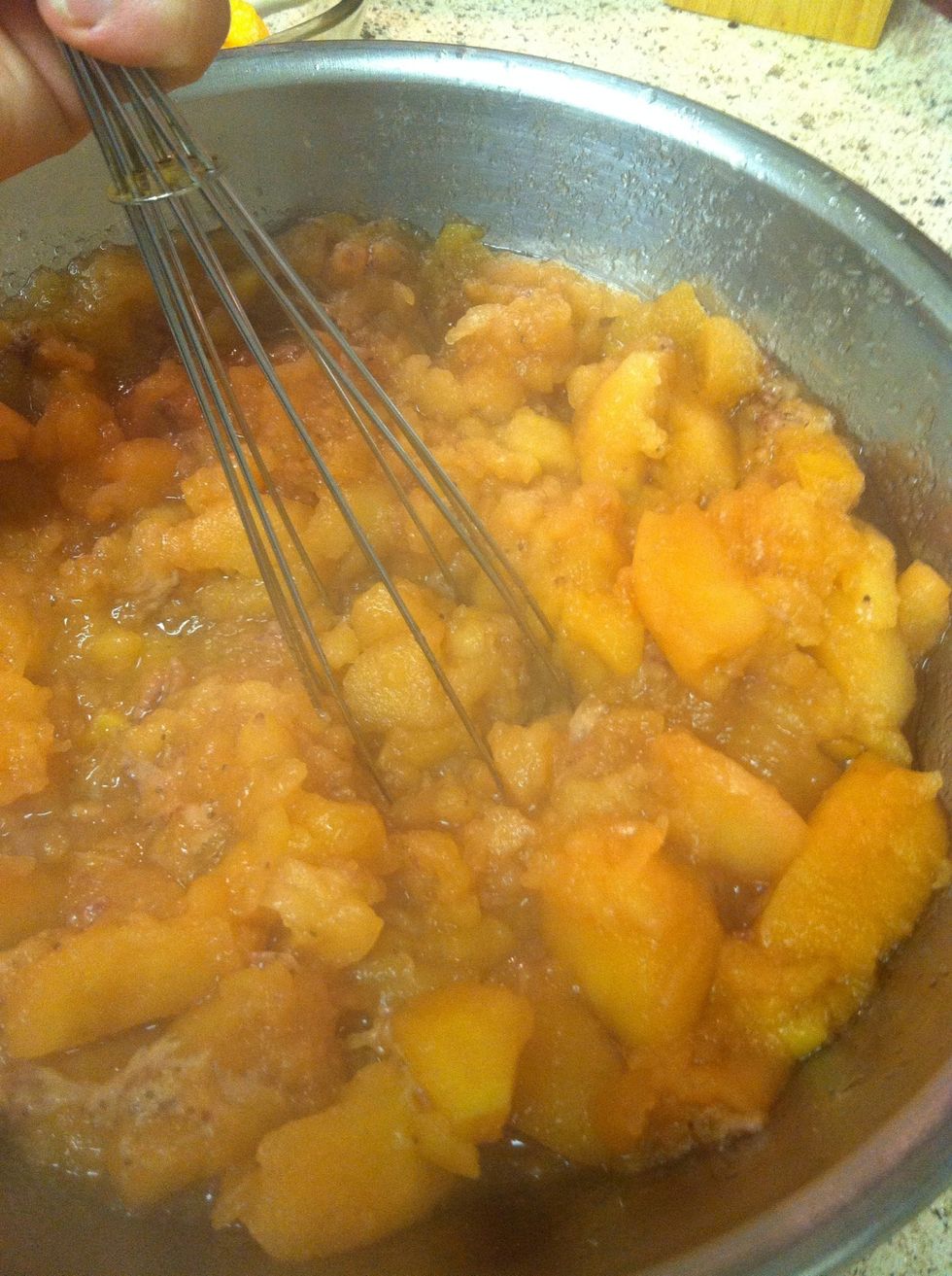 Put the Apples in a bowl and mash it. It should be soft enough to mask with a whisk. For a smoother texture throw it in a blender. I love really chunky applesauce though.