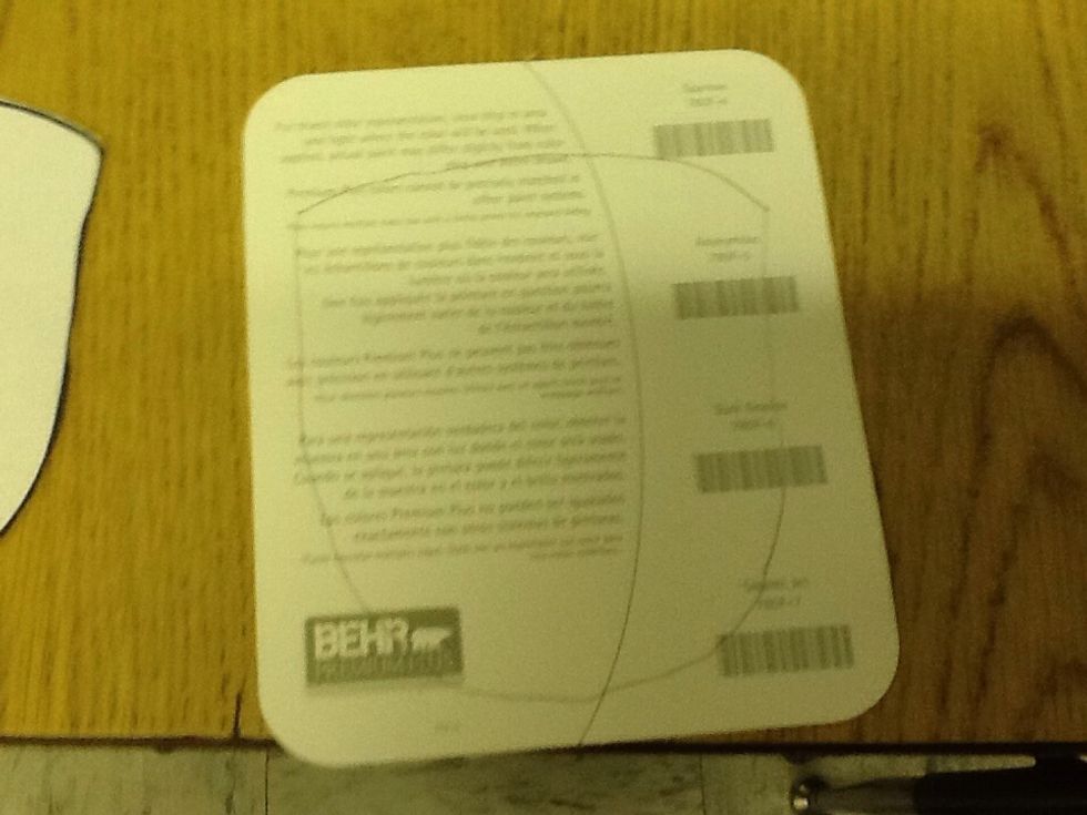 Put the bat face on the back of the spray paint card then trace the face on the back of the card.