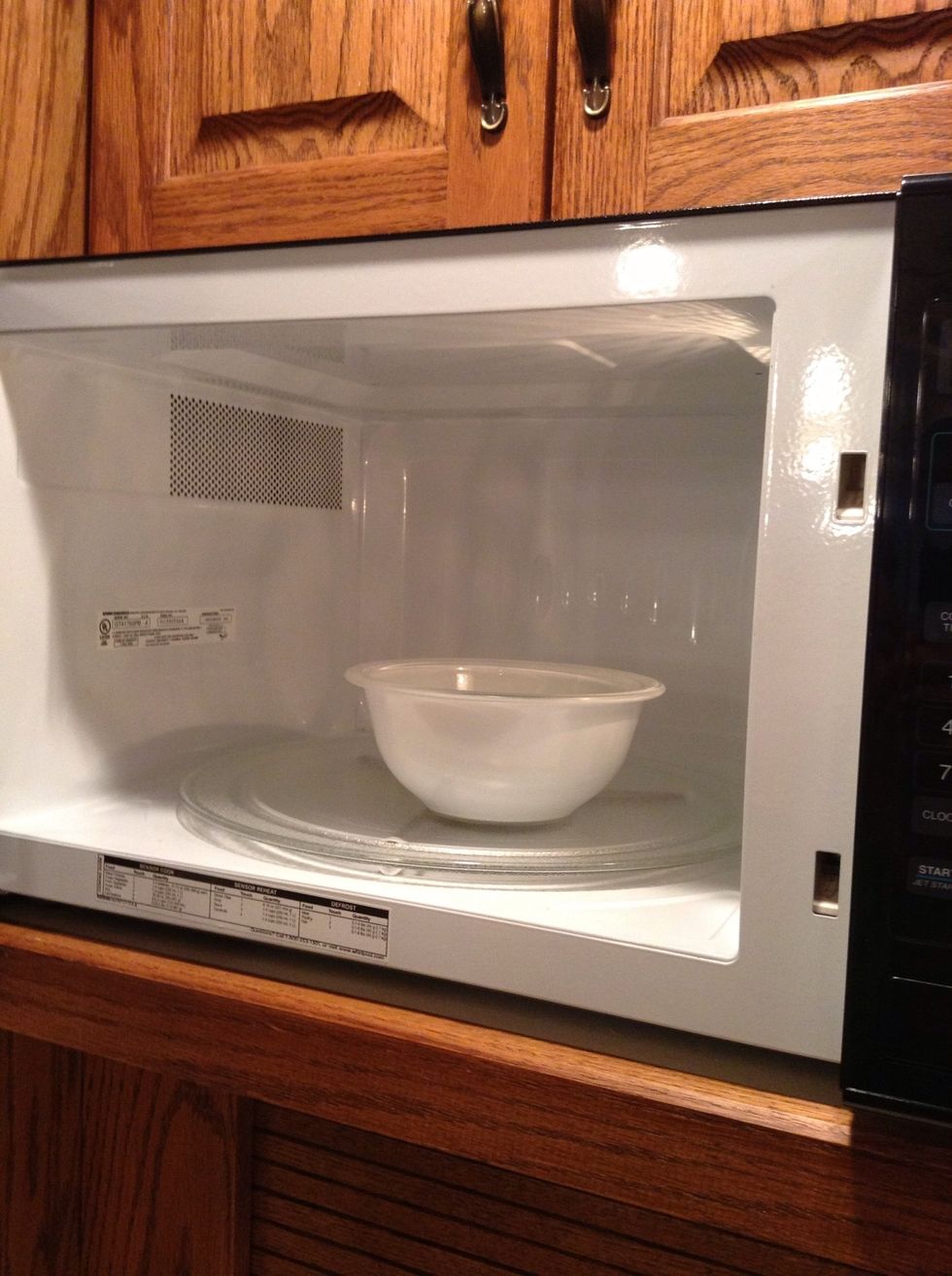 Put the bowl in the microwave for 30 sec, stir then put it in for 30 more sec.