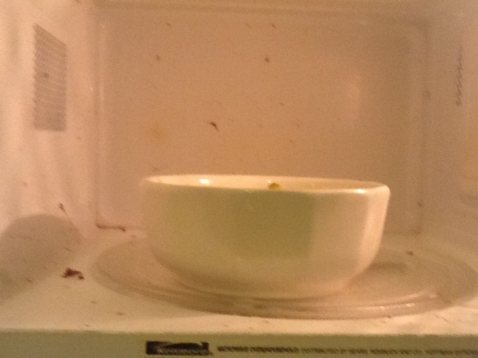 Put the bowl into the dirty microwave