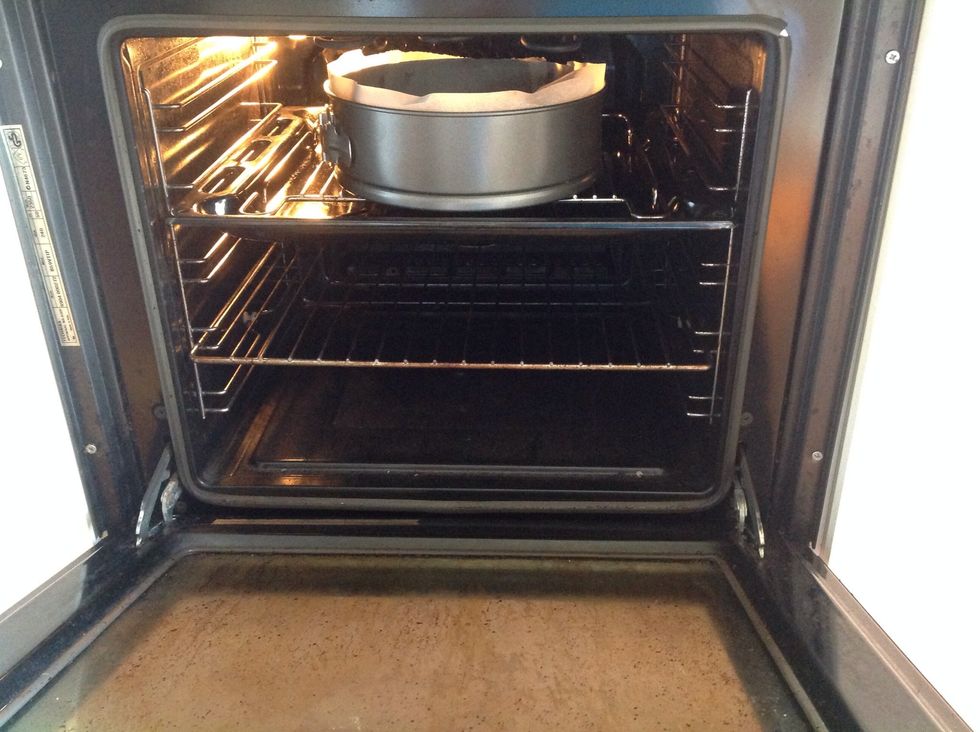 Put the cake in pre heated oven and let it cook for 45-50 minutes