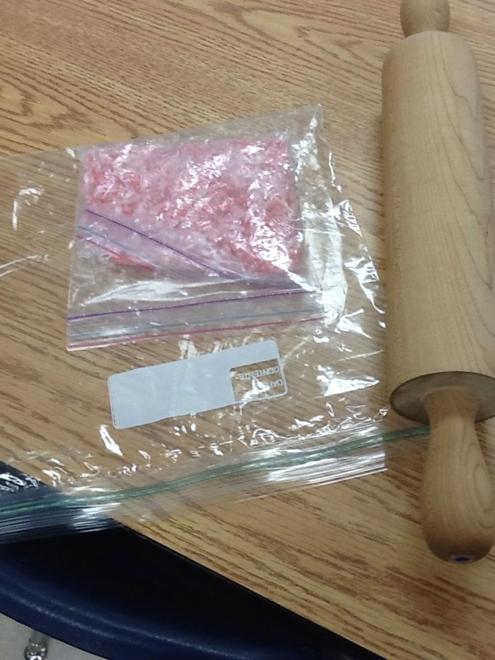 put the candy canes into a plastic bag and crush them