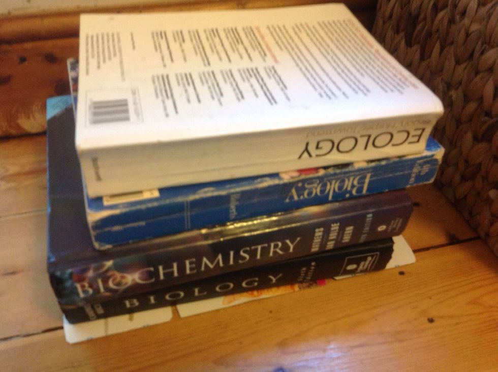 Put the card on top of your picture (let the glue dry a bit first). Then pile on the text books, you knew you'd find a use for them one day!