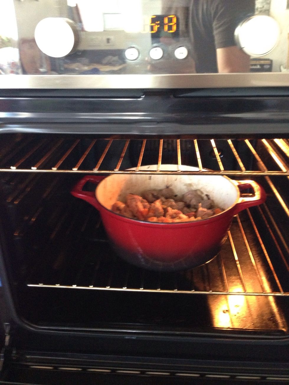 Put the casserole in the oven with no lid for 4 minutes at 450 degrees.