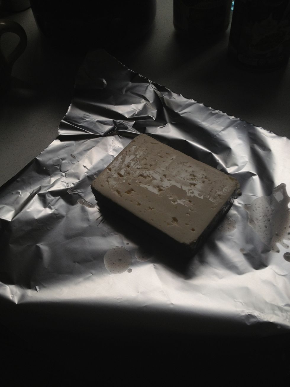 Put the cheese on the aluminium foil