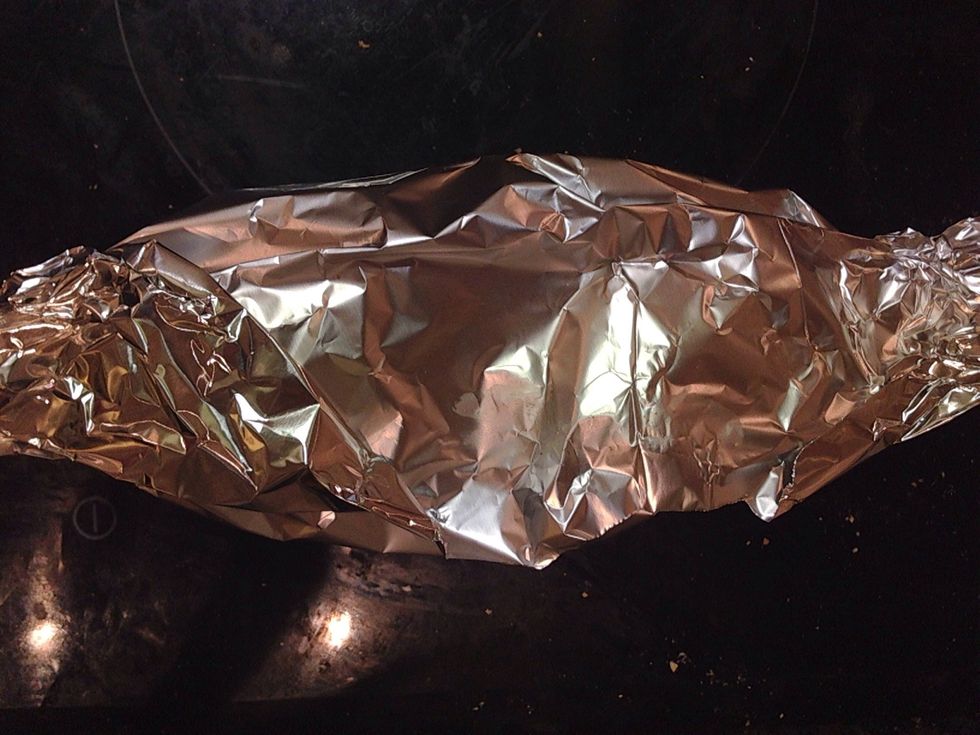 Put the chicken into foil to keep it hot and tender.