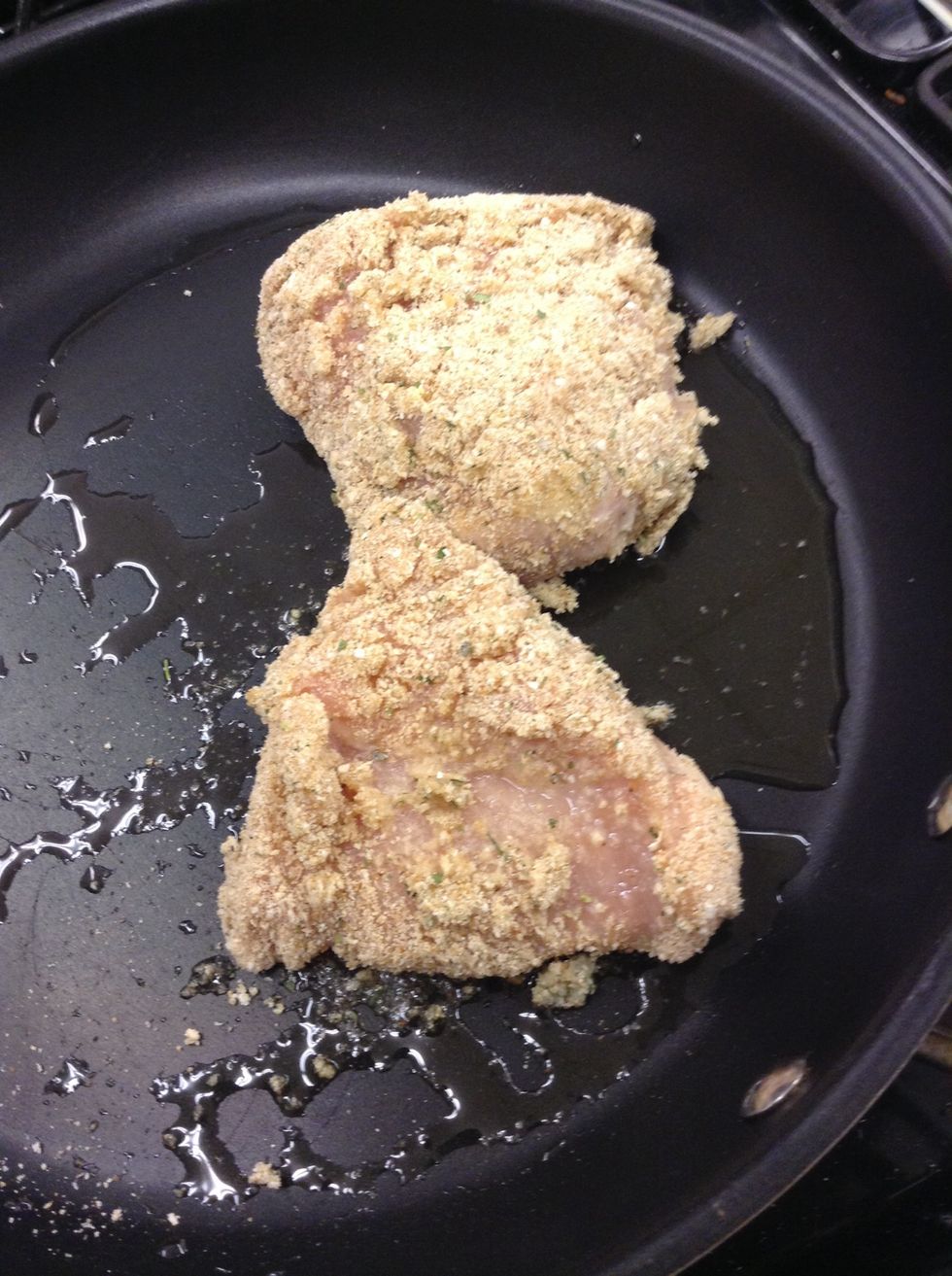 Put the chicken on for 3 minutes for each side.