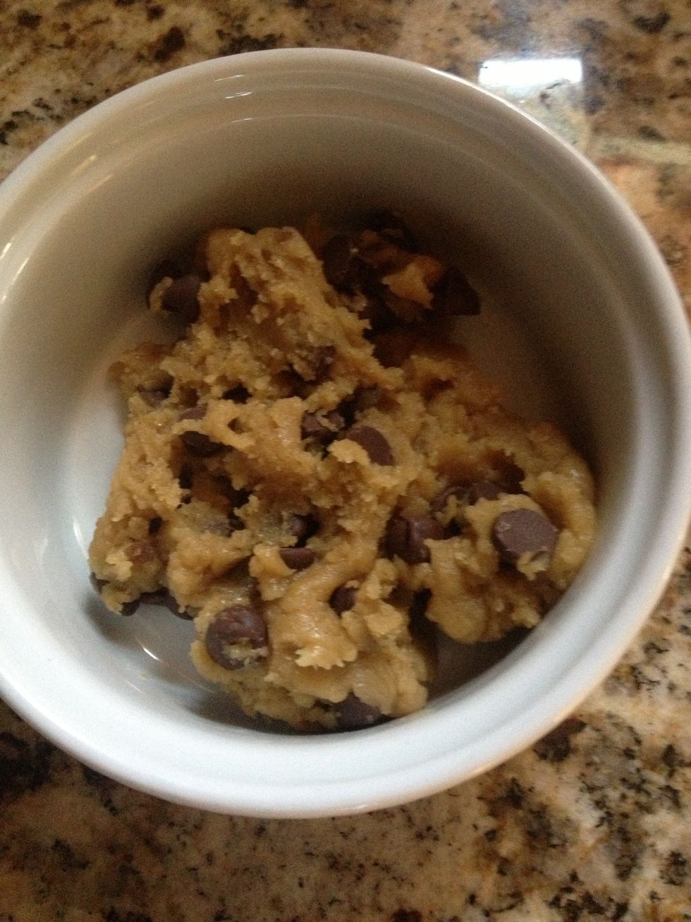 put the chocolate chips in and mix