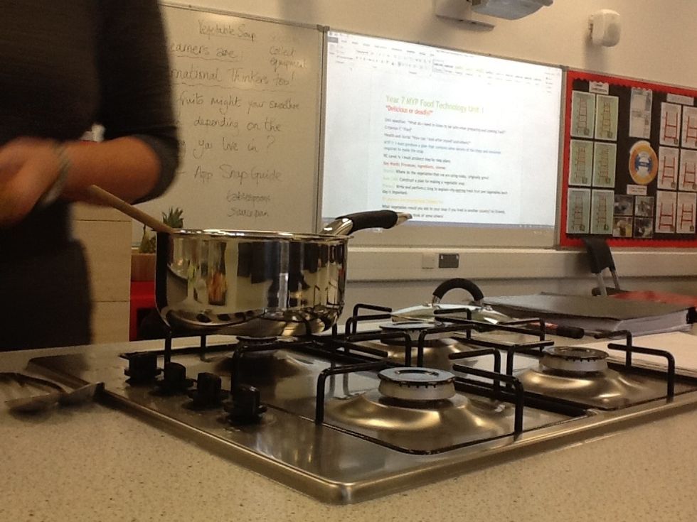 Put the chopped and diced sweet potatoes in the sauce pan.