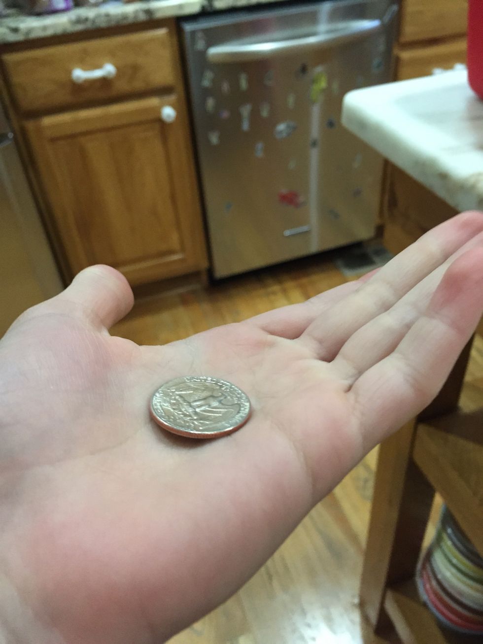 Put the coin on your palm and show it to your audience.