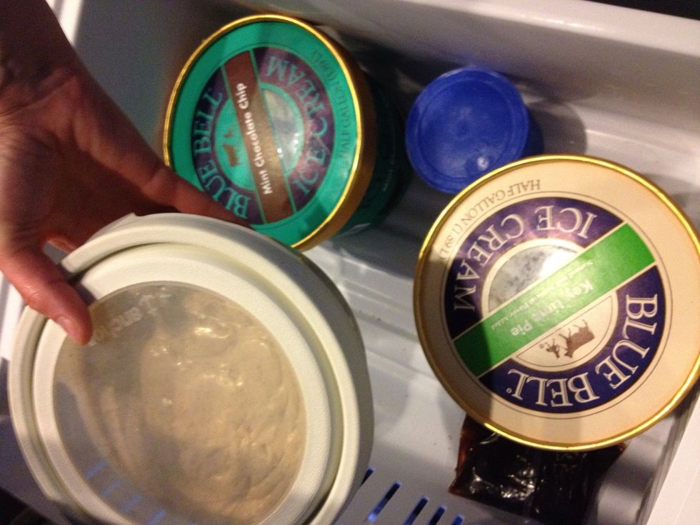 Put the container into your freezer with your other flavors of amazing ice cream. Believe it or not, yours will rival even Blue Bell. Freeze overnight (10-12 hours) to achieve scooping consistency.