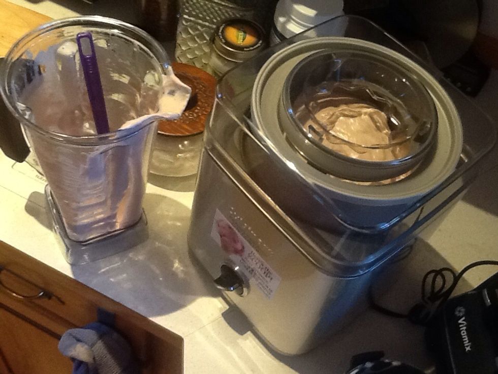 Put the contents from your chilled blender into the ice cream maker.