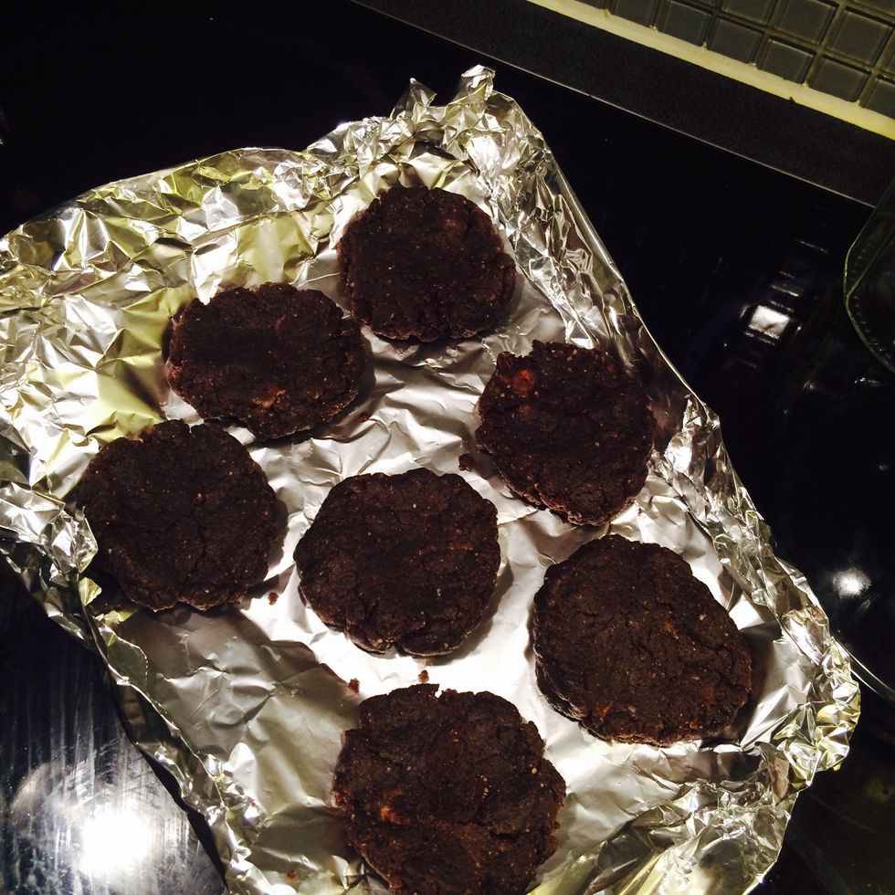 Put the "cookie dough" into the bowl and shape into cookies. Put on a tray/foil