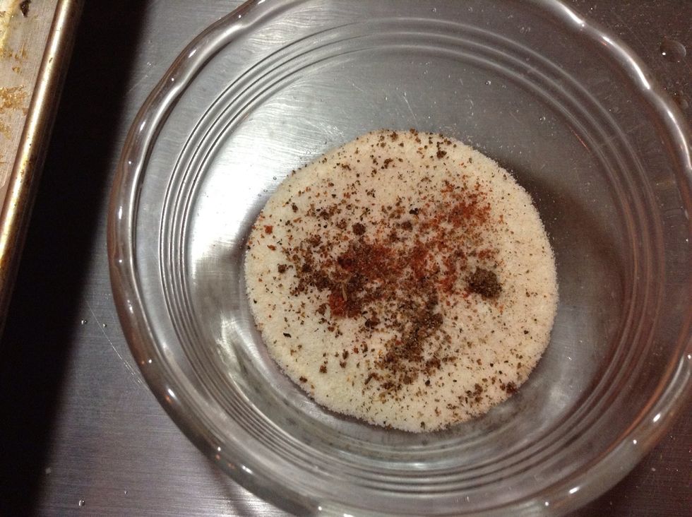 Put the corn flour and spices together!