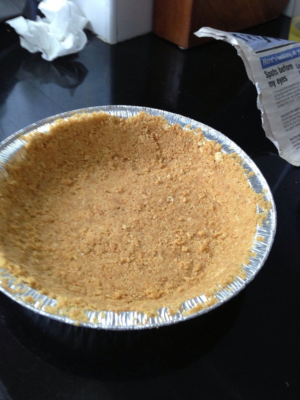 Put the crumble in the pan