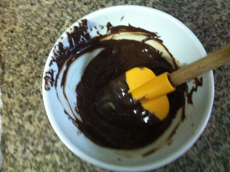 Put the custard in the refrigerator, and now melt the chocolate in the microwave or over a double boiler. If using the microwave, nuke at 20 second increments, stirring every time.