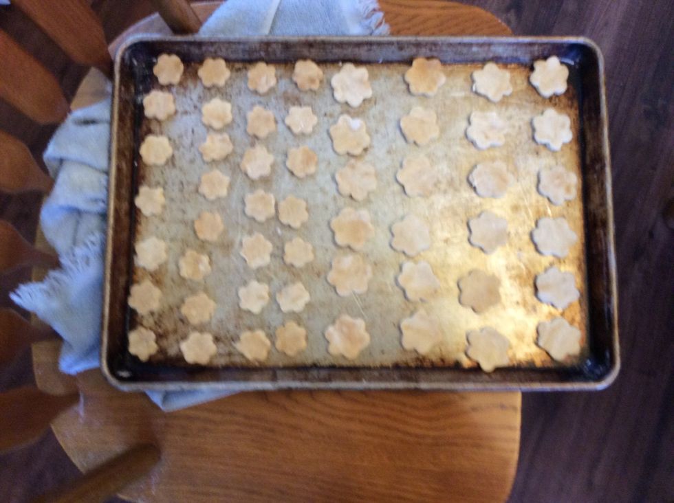 Put the cut outs on the cookie sheet
