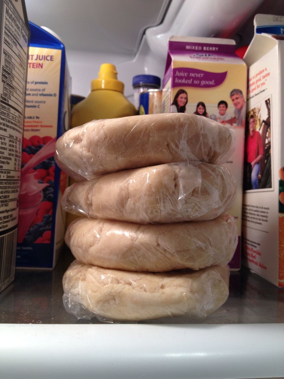 Put the dough in the refrigerator for at least 2 hours. Note: if you are not going to use the dough within the next day, it is best to not leave in fridge and to move it into the freezer.
