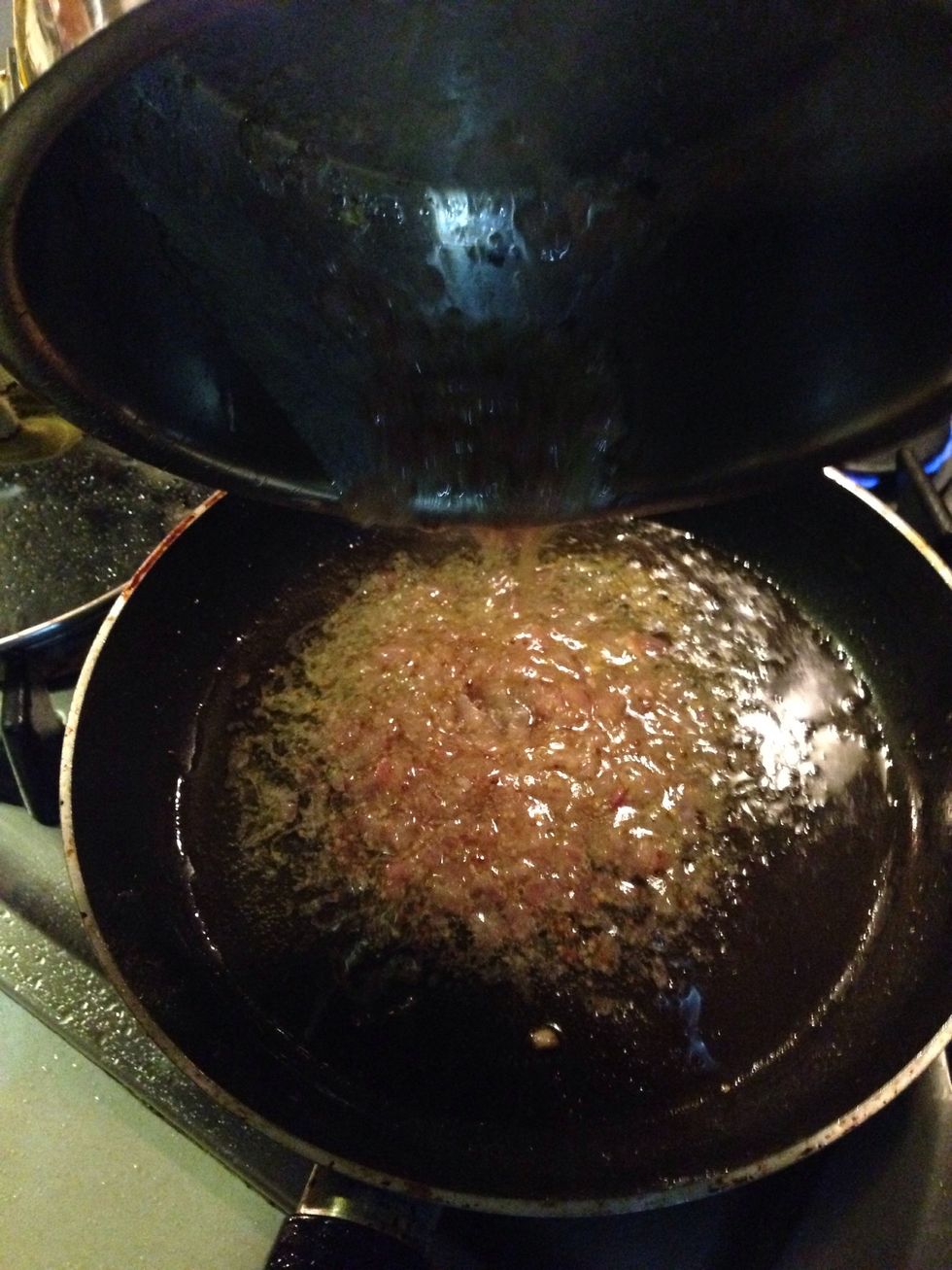 Put the dressing in the small pan to the bigger one where you cooked the salmon