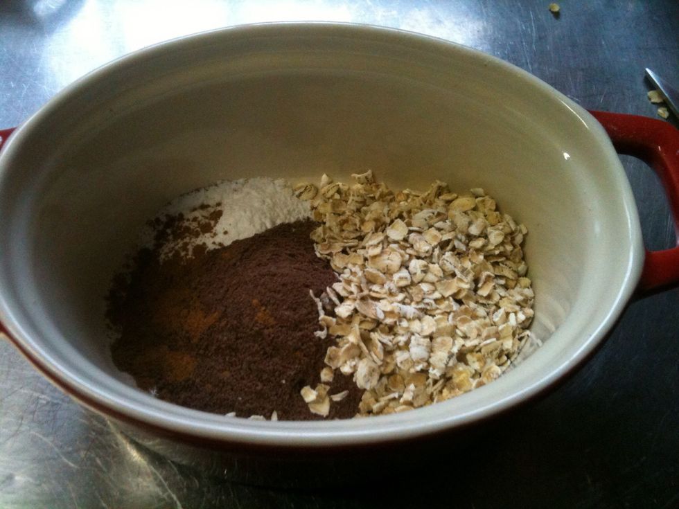 Put the dry ingredients in a mug or in a little casserole